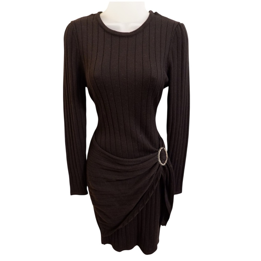 Milly Black Ribbed Sheath Dress